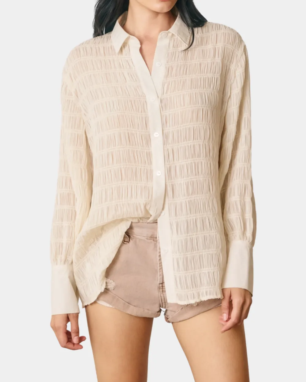 Textured Button Front Shirt