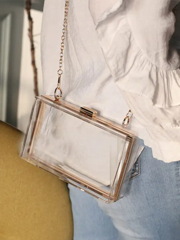 Square Lock Chain Crossbody Bag