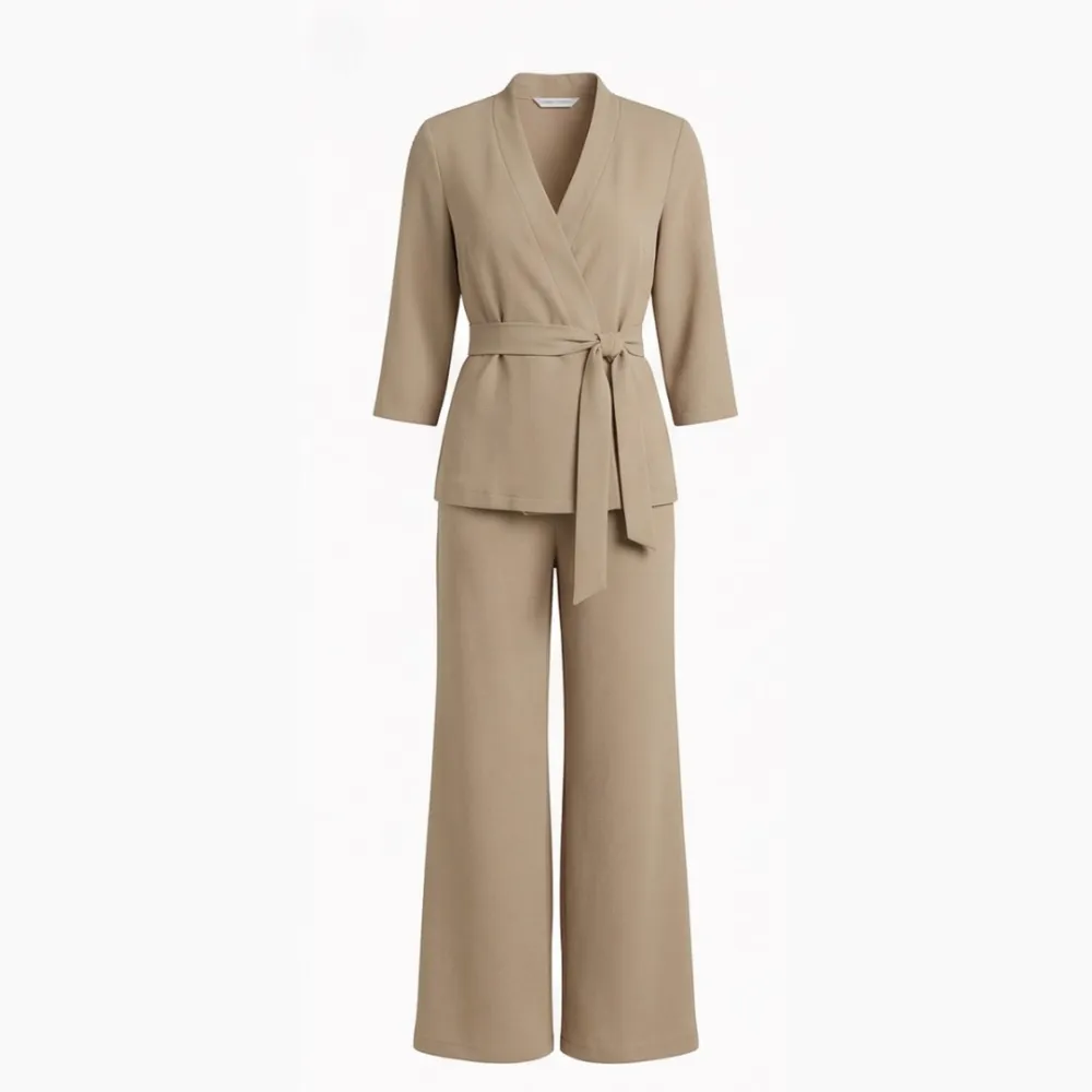 Wrap Tie Blazer Pants Set