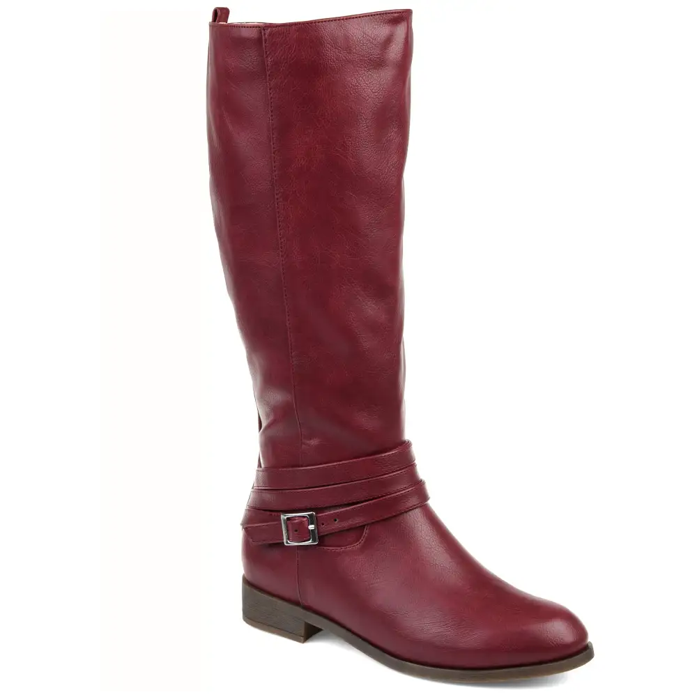 Layered Strap Mid Calf Boots