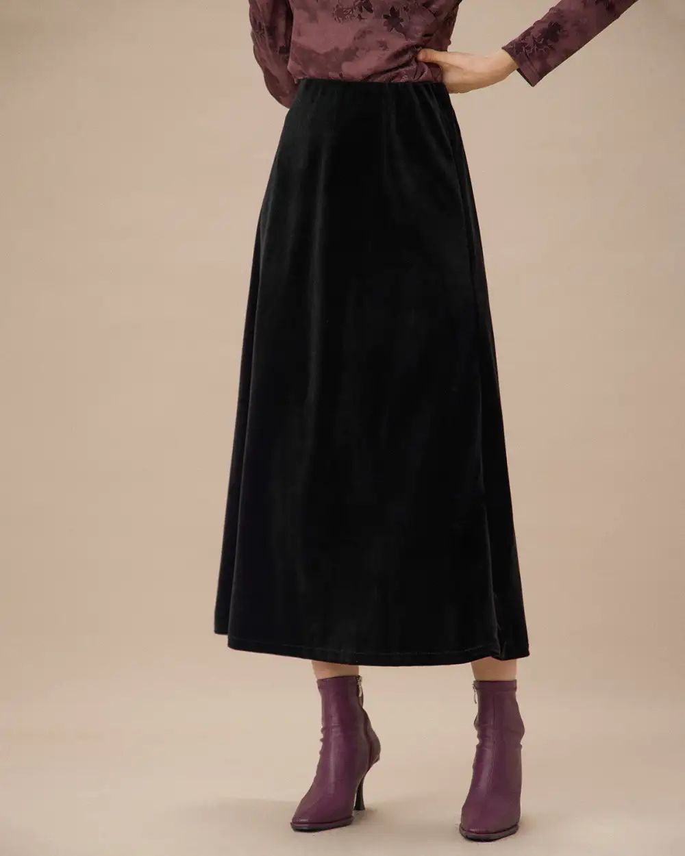 Velvet A Line Midi Skirt