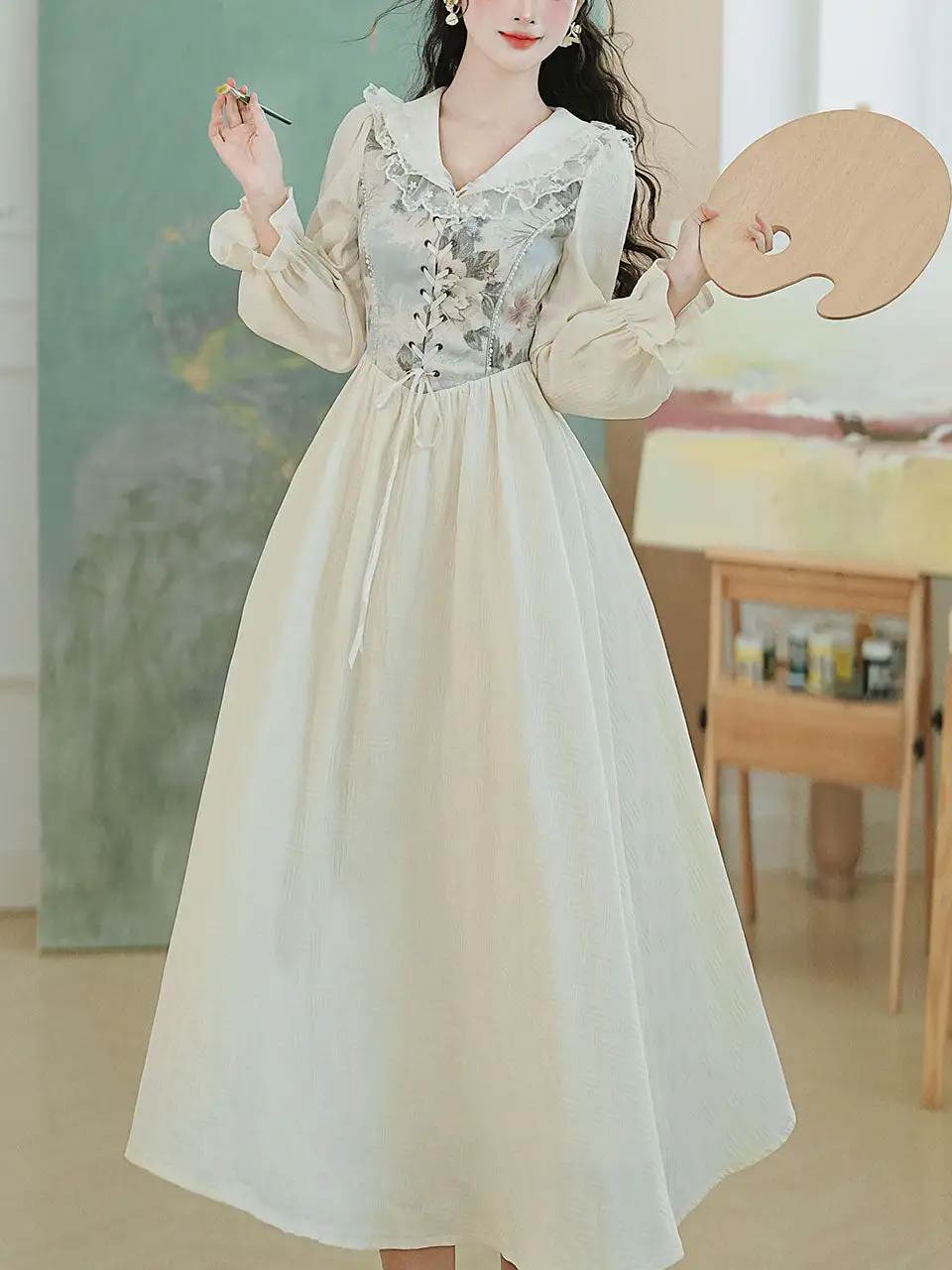 Corset V Neck Maxi Dress