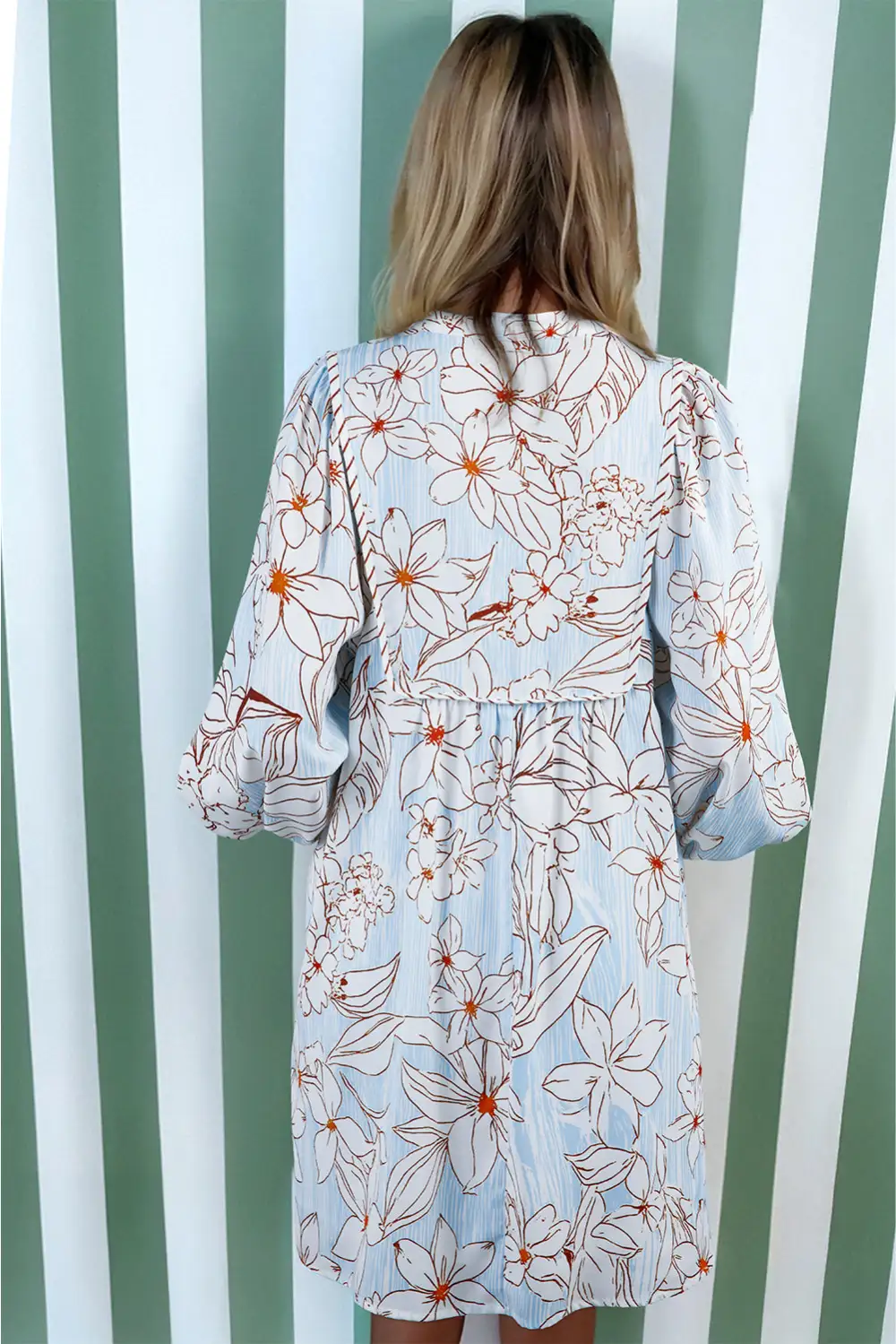 Polished Detail Floral Printed Mini Dress