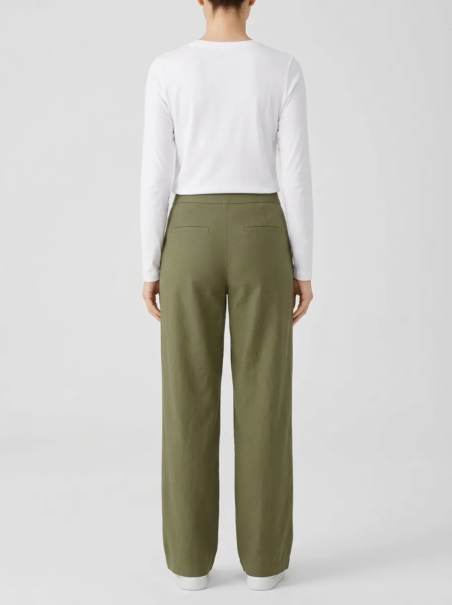 Women's Button-Zip Wide-Leg Trousers