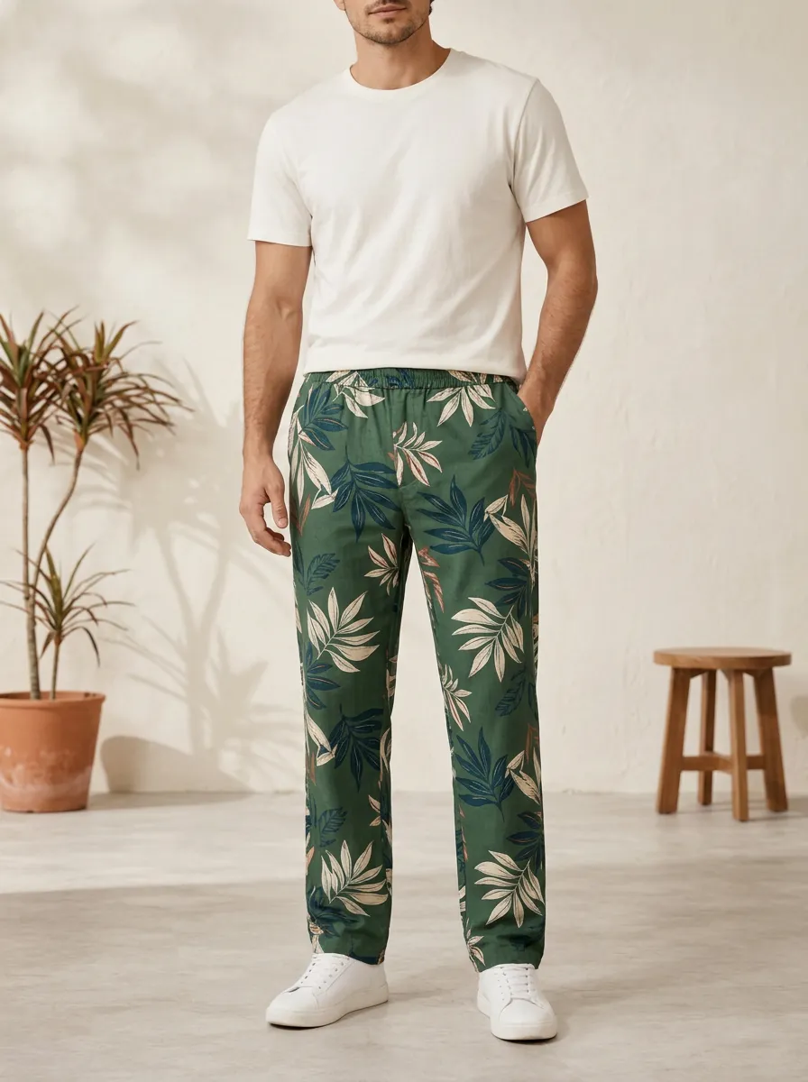 Men's Printed Botanical Pants