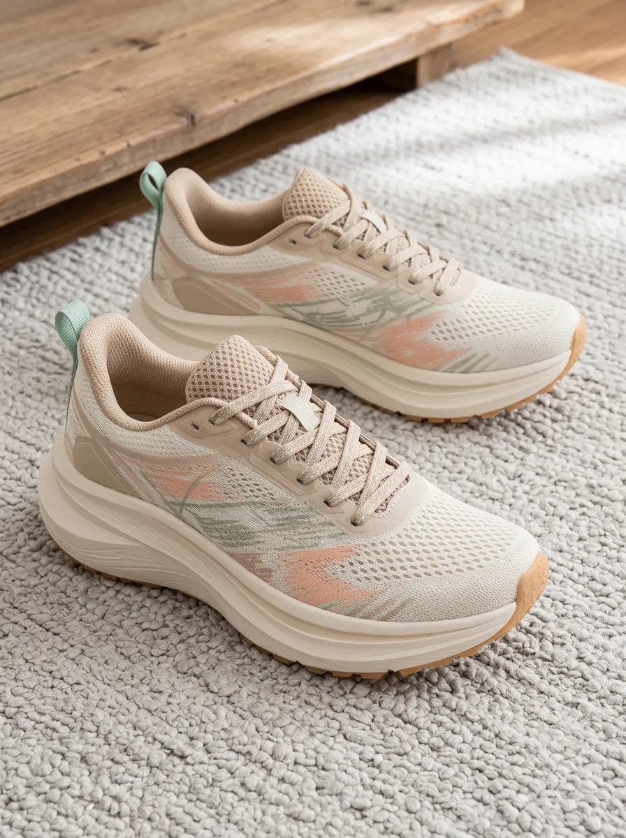 Women's Casual Beige Pastel Abstract Printed Sneakers