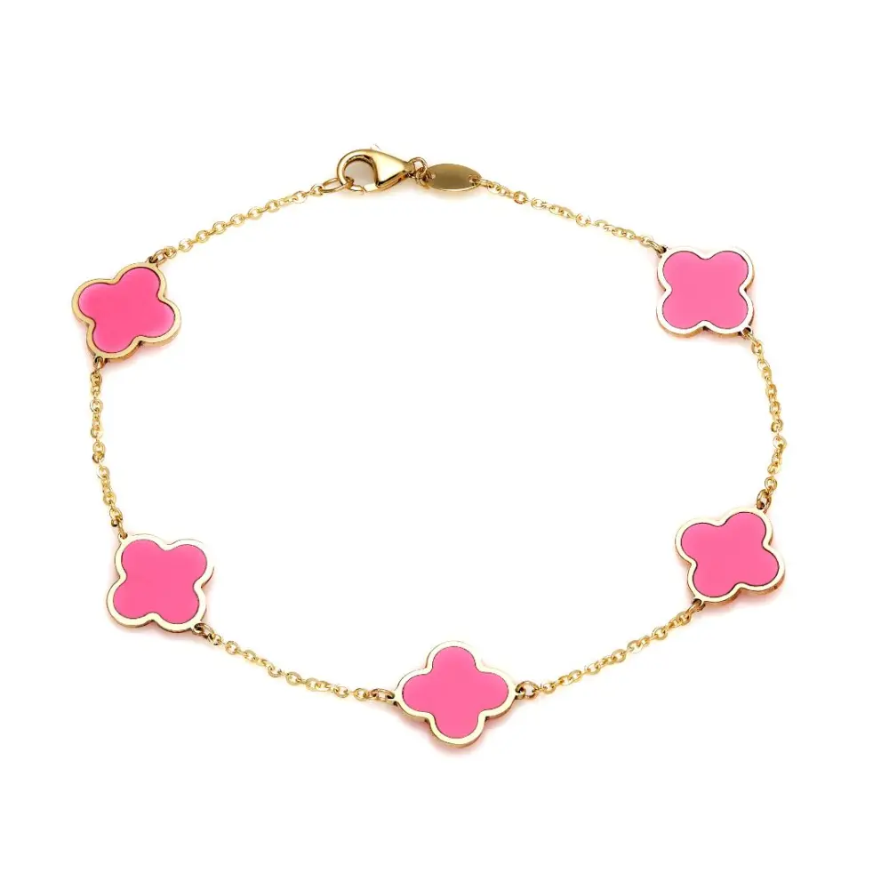 Solid Gold Four Leaf Clover Bracelet