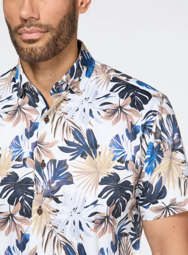 Fern Motif Sateen Shirt