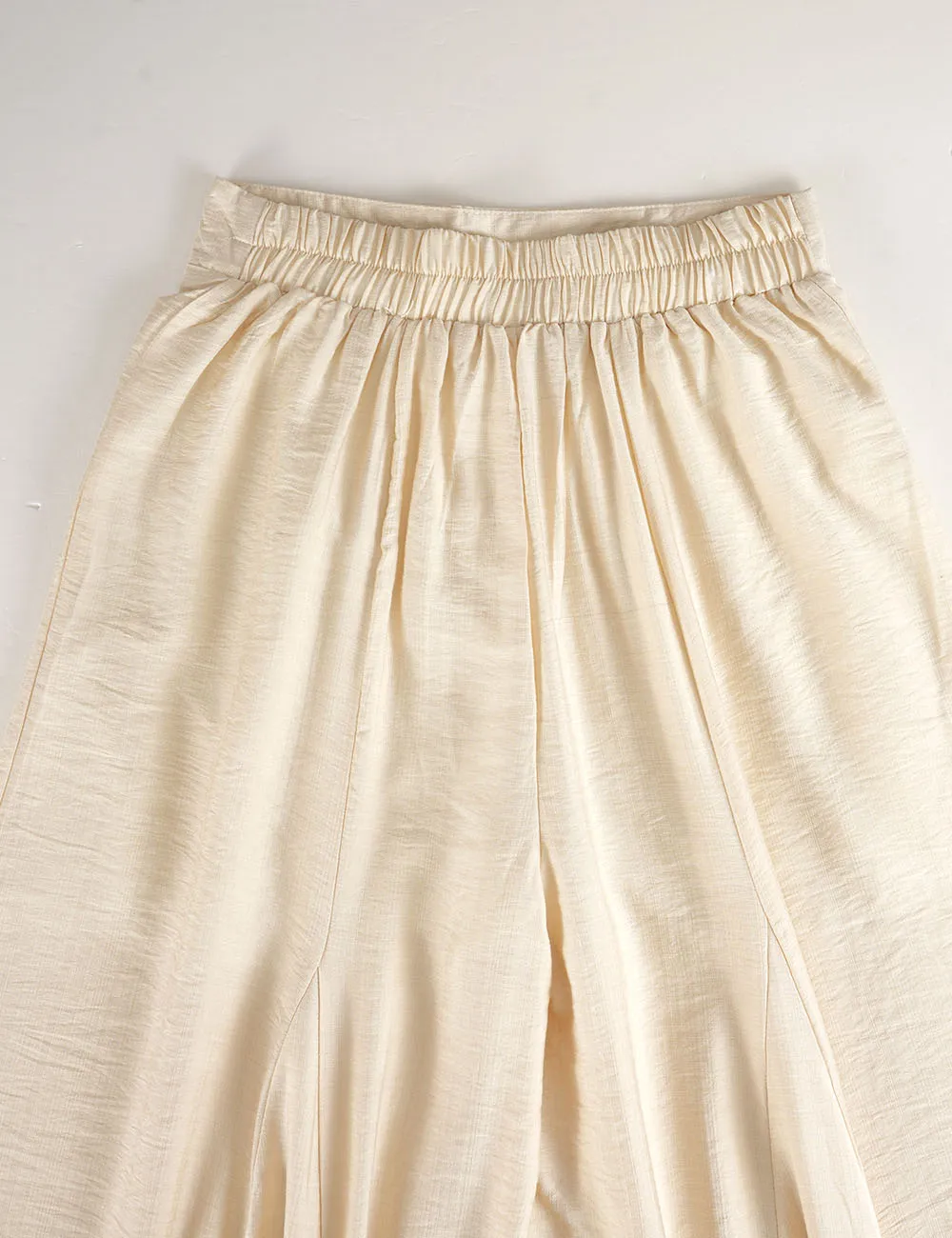 Elastic Waist Ruffle Wide Leg Pants