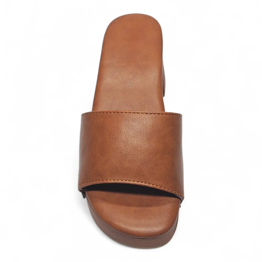 Oak Wooden Platform Open Toe Clogs