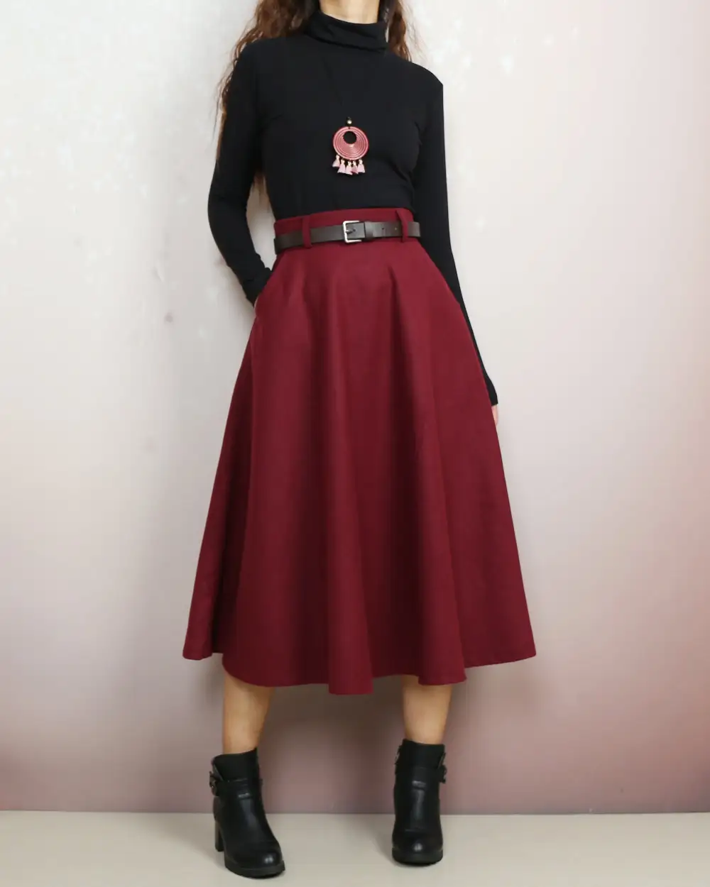 Everyday Belted Wool Maxi Skirt