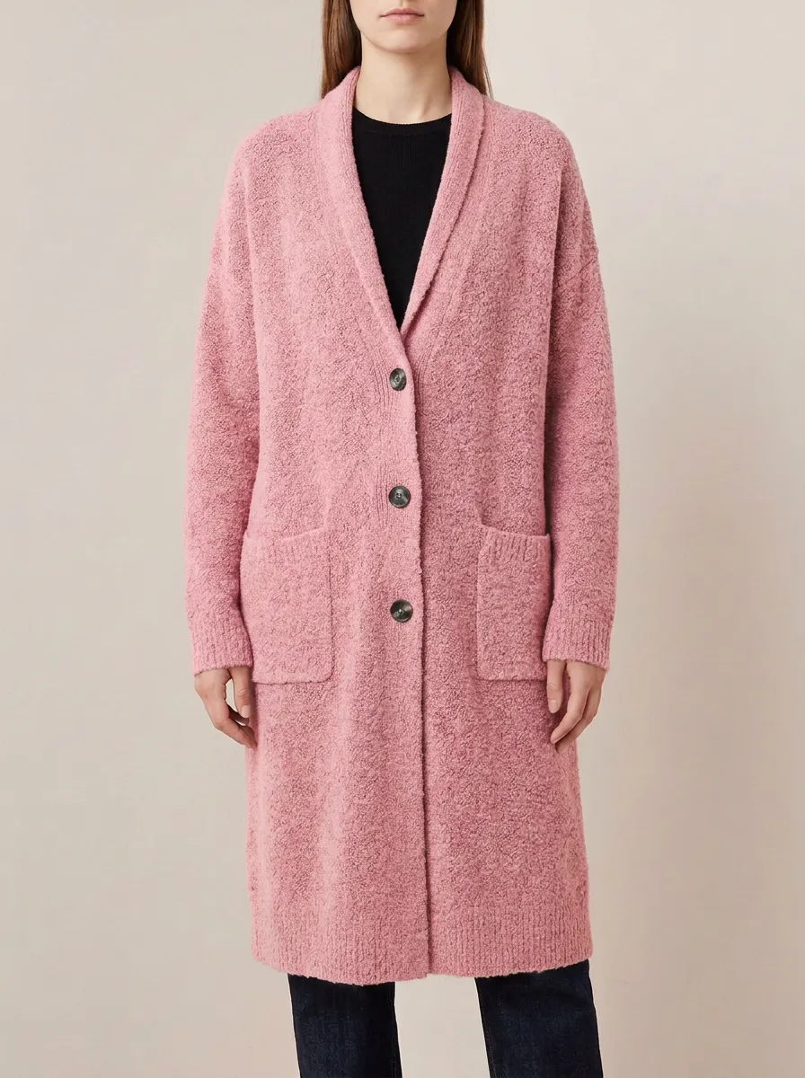 Women's Classic Button Detail Minimal Knit Cardigan