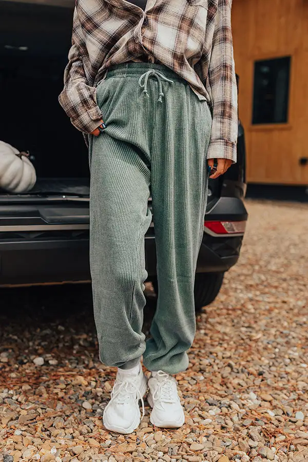 Relaxed Ankle Waffle Knit Knit Drawstring Jogger Pants