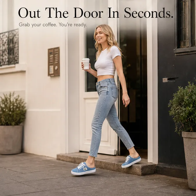 Frayed Denim Slip On Sneakers