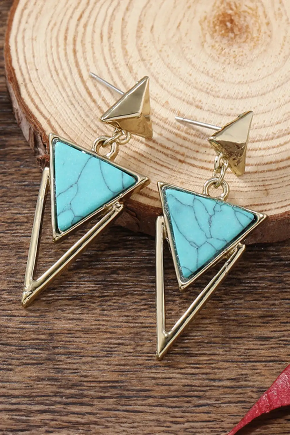 Alloy Stone Accent Triangle Elegant Stud Earrings
