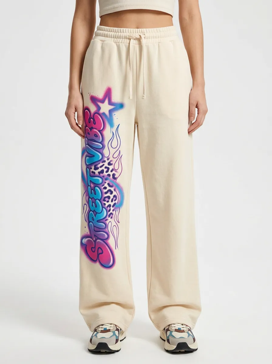 Women's Street Vibe Graffiti Leopard Flame Printed Sweatpants