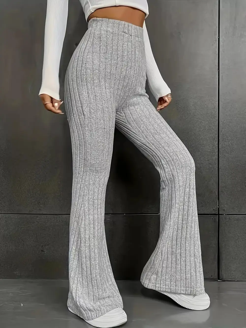 Flare High Waist Ribbed Pants