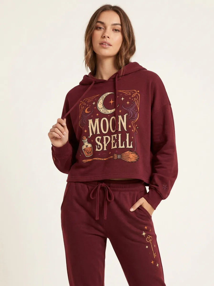 Women's Halloween Moon Spell Witchy Printed Lounge Set