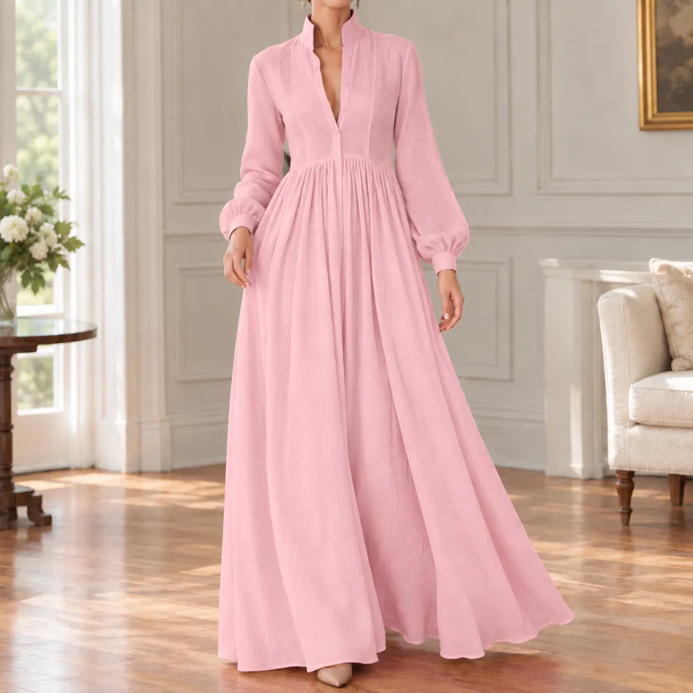 Contemporary Refined Women's Pleated Maxi Dress