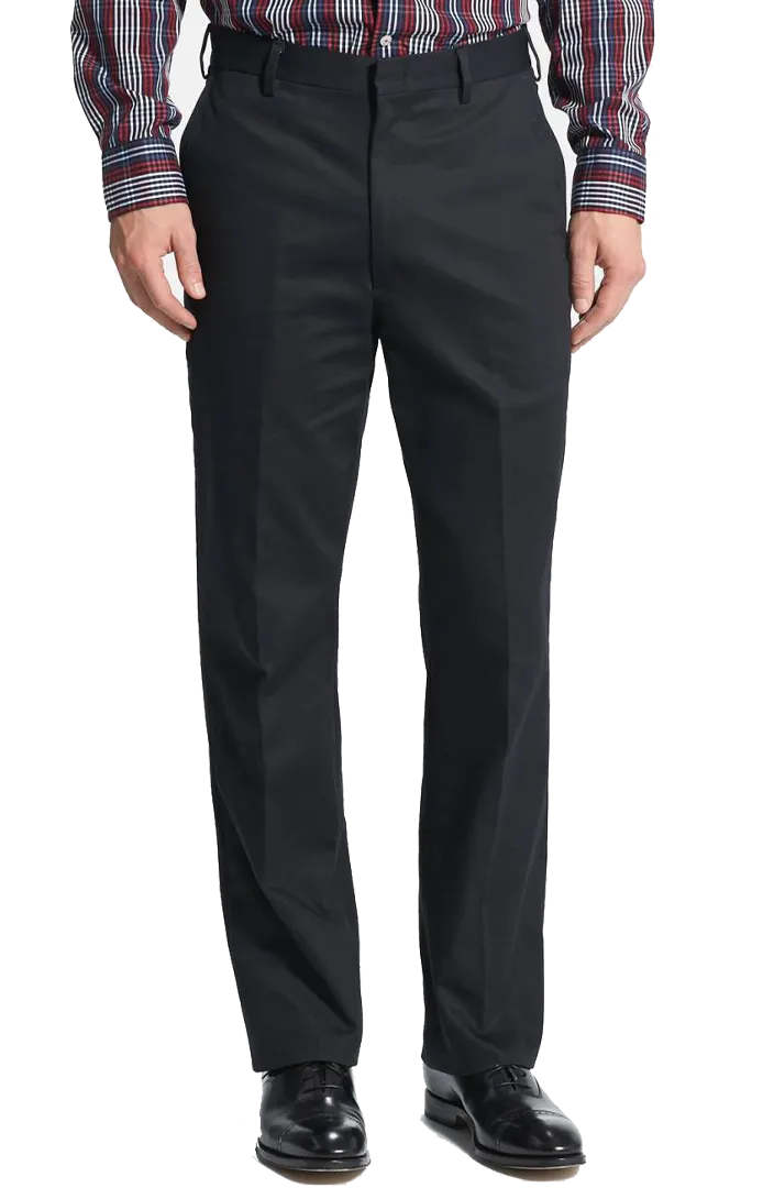 Dress Microfiber Performance Flat Front Pleated Front Regular Rise Trousers