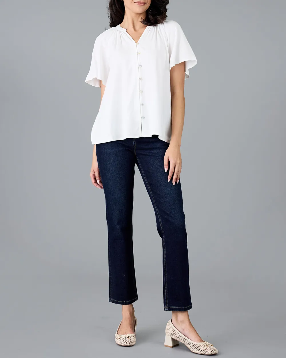 Elegant White Short Sleeve Blouse