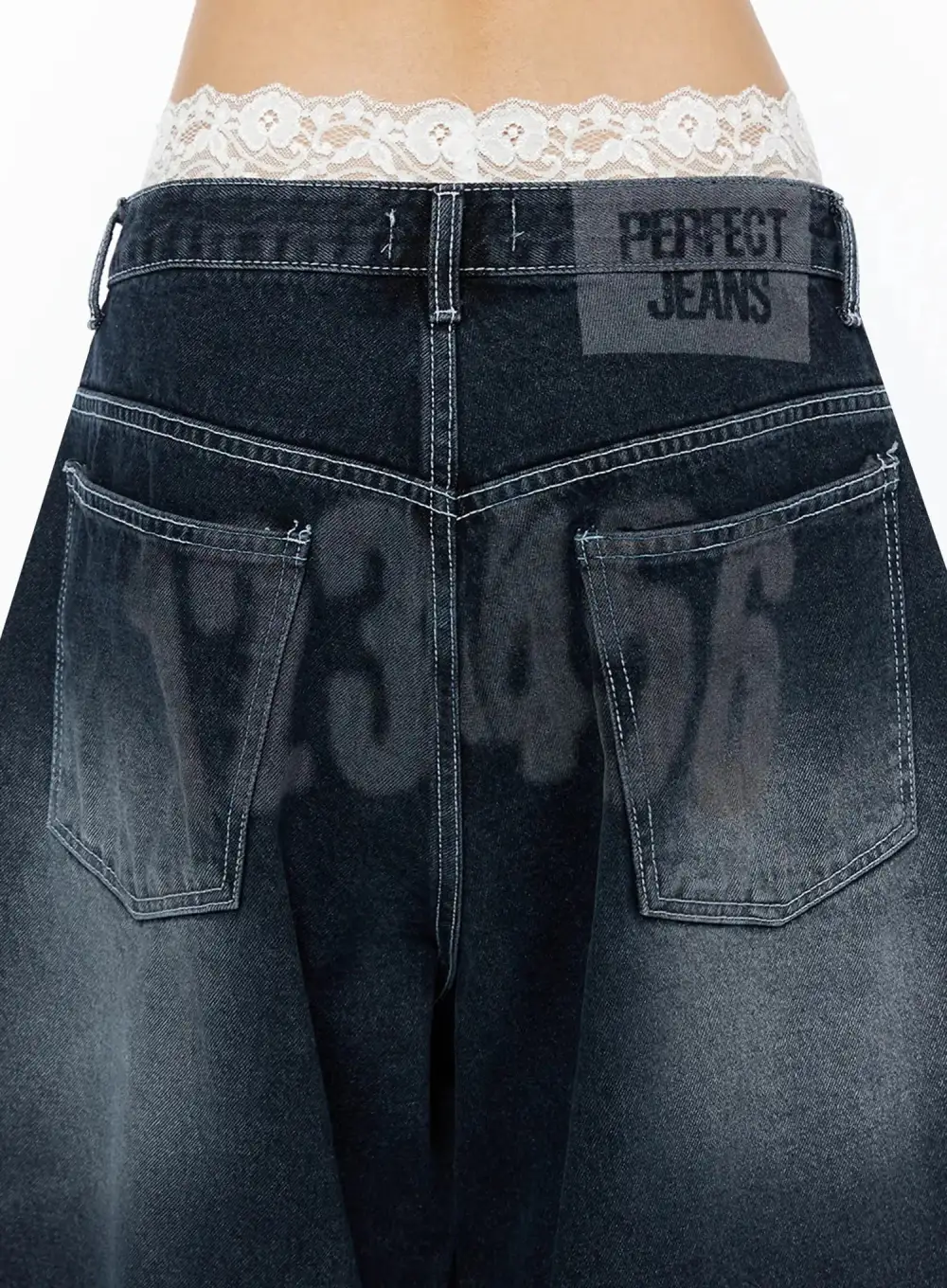 Back Print Denim Shorts