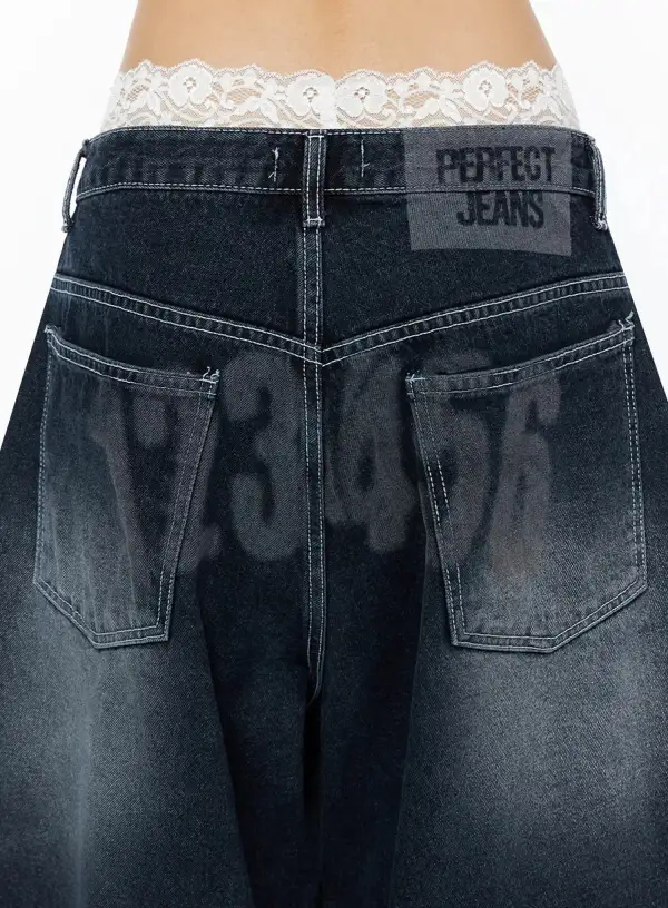 Back Print Denim Shorts