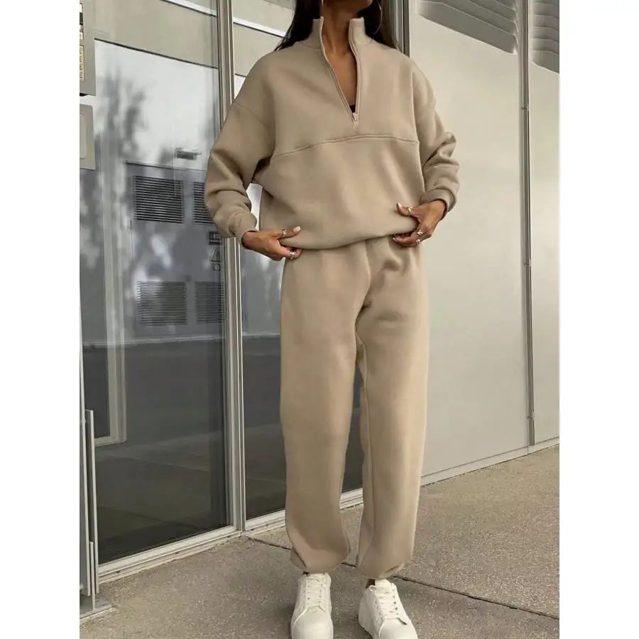 Half Zip Sweatshirt and Pants Set