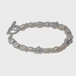 Pearl Disc Metal Fob Bracelet