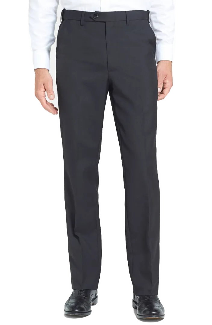 Traditional Gabardine Tropical Weave Flat Front Pleated Front Regular Rise Trousers