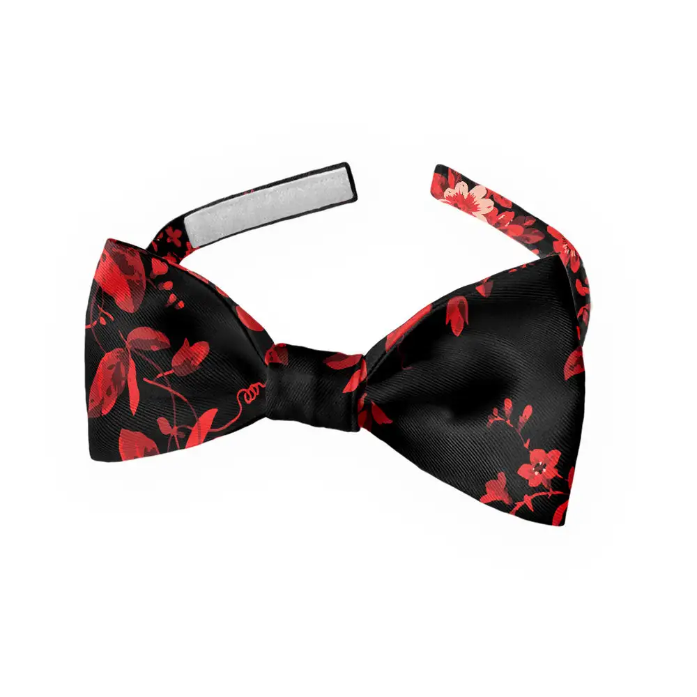 Noir Floral Motif Bow Tie
