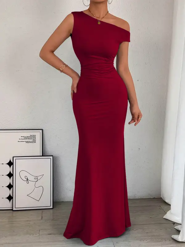 Waisted Pleated Maxi Dress