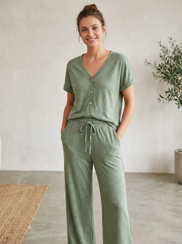 Button-Front Women's V-Neck Shirt