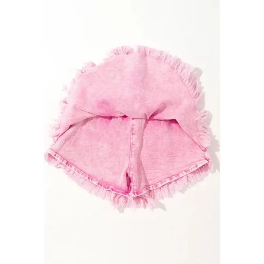Raw Hem Frayed Washed Denim Shorts