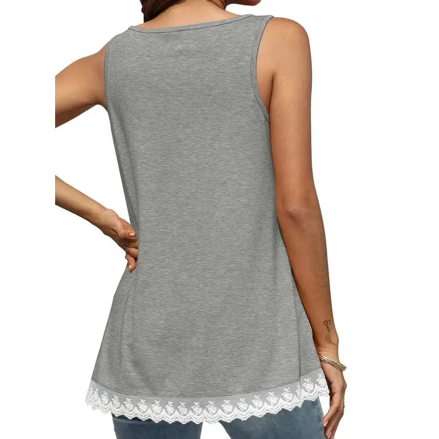 Lace Trim Wide Strap Tank Top