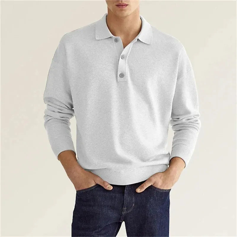 Knit Long Sleeve Polo Shirt