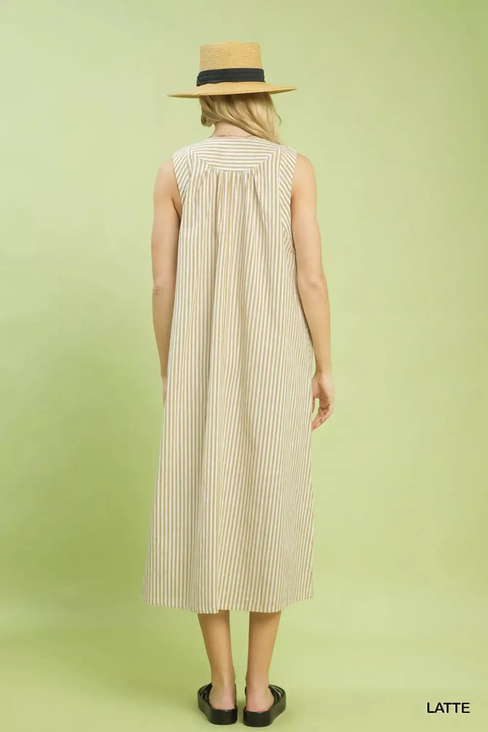 Chevron Sleeveless Midi Dress