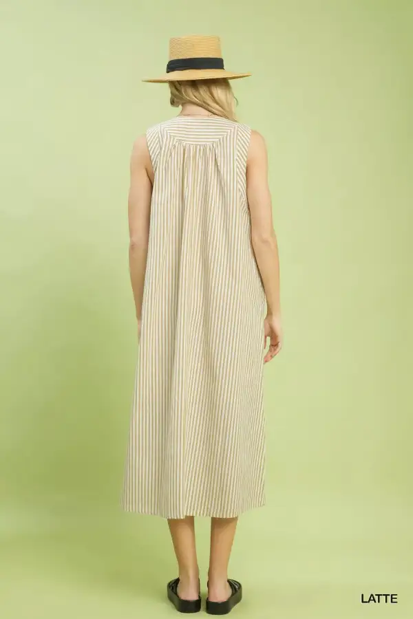 Chevron Sleeveless Midi Dress