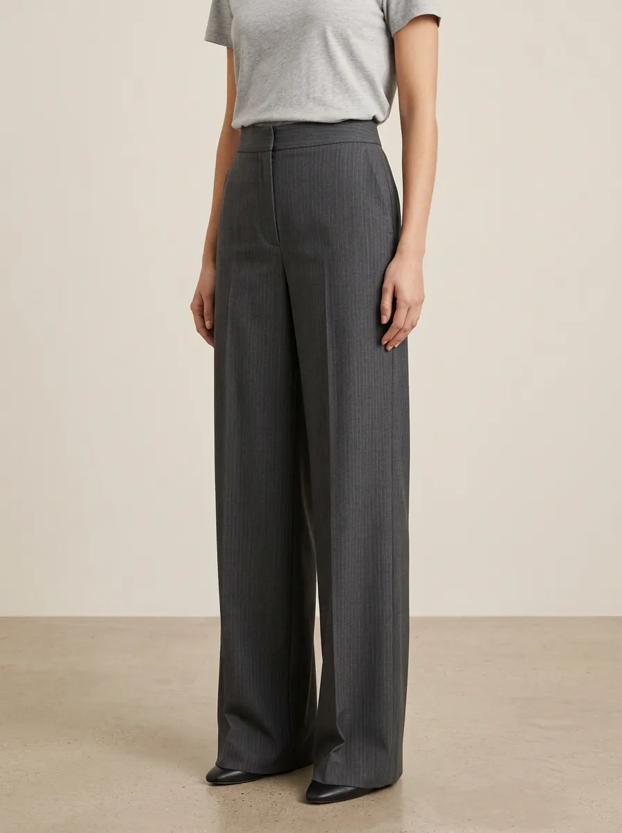 Pinstripe High Rise Wide Leg Pants