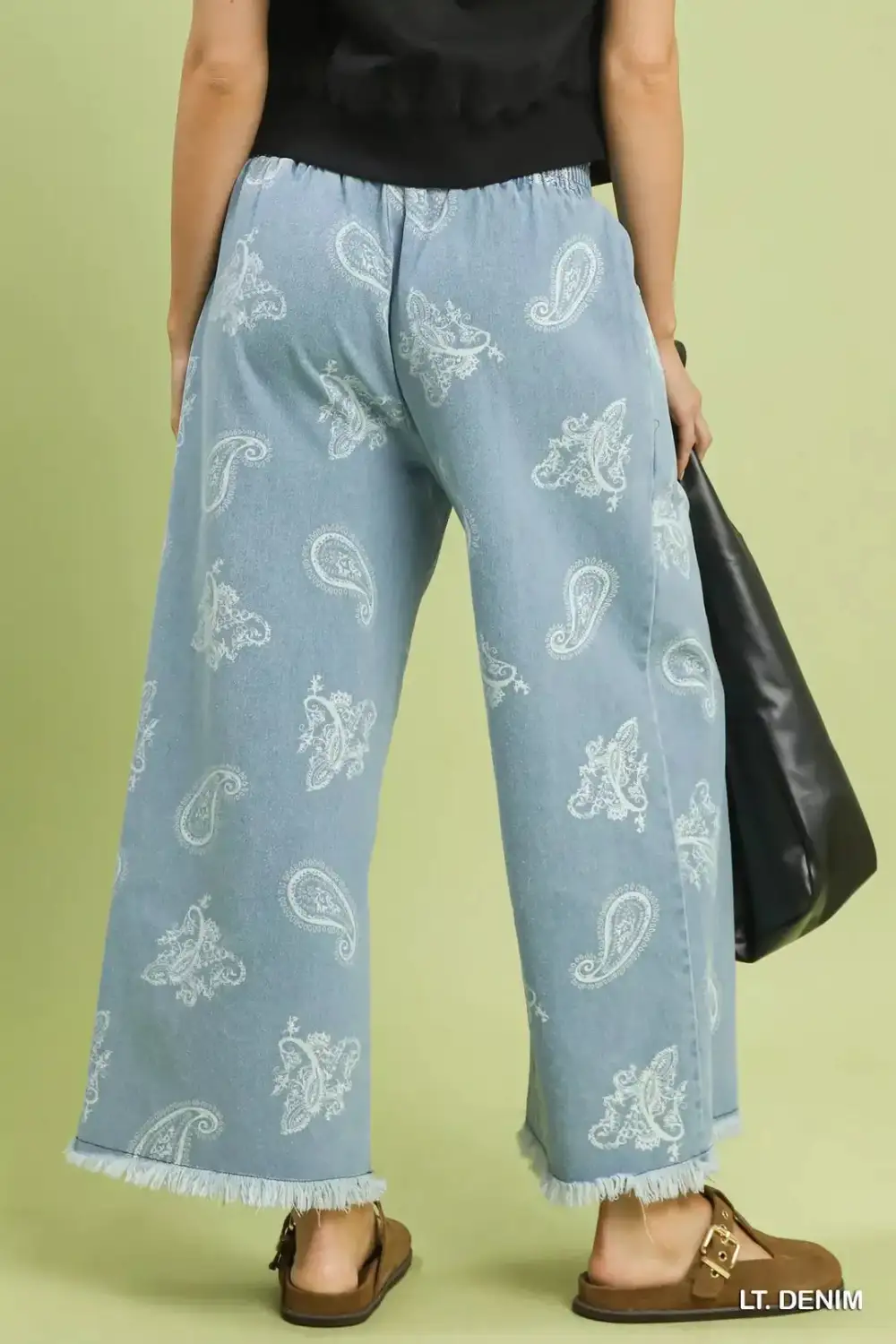 Classic Denim Paisley Wide Leg Pants