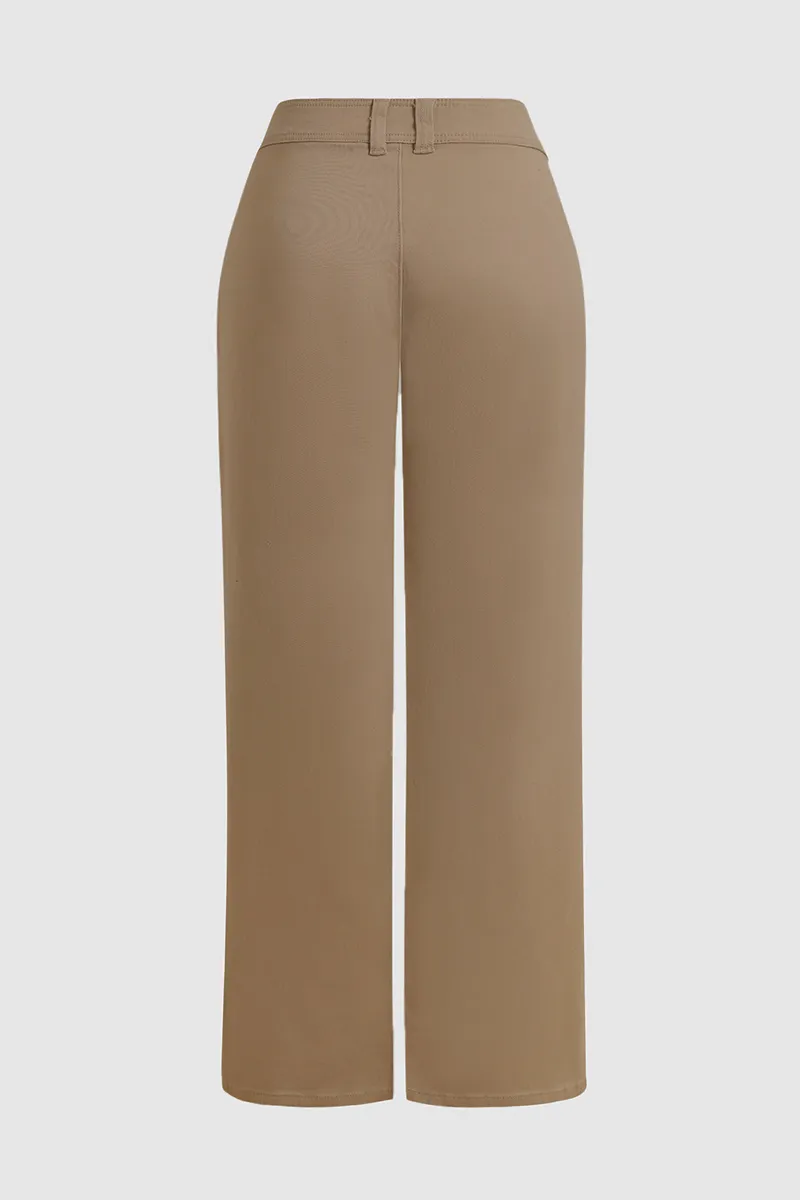 Solid Slant Pocket Low Rise Flare Jeans