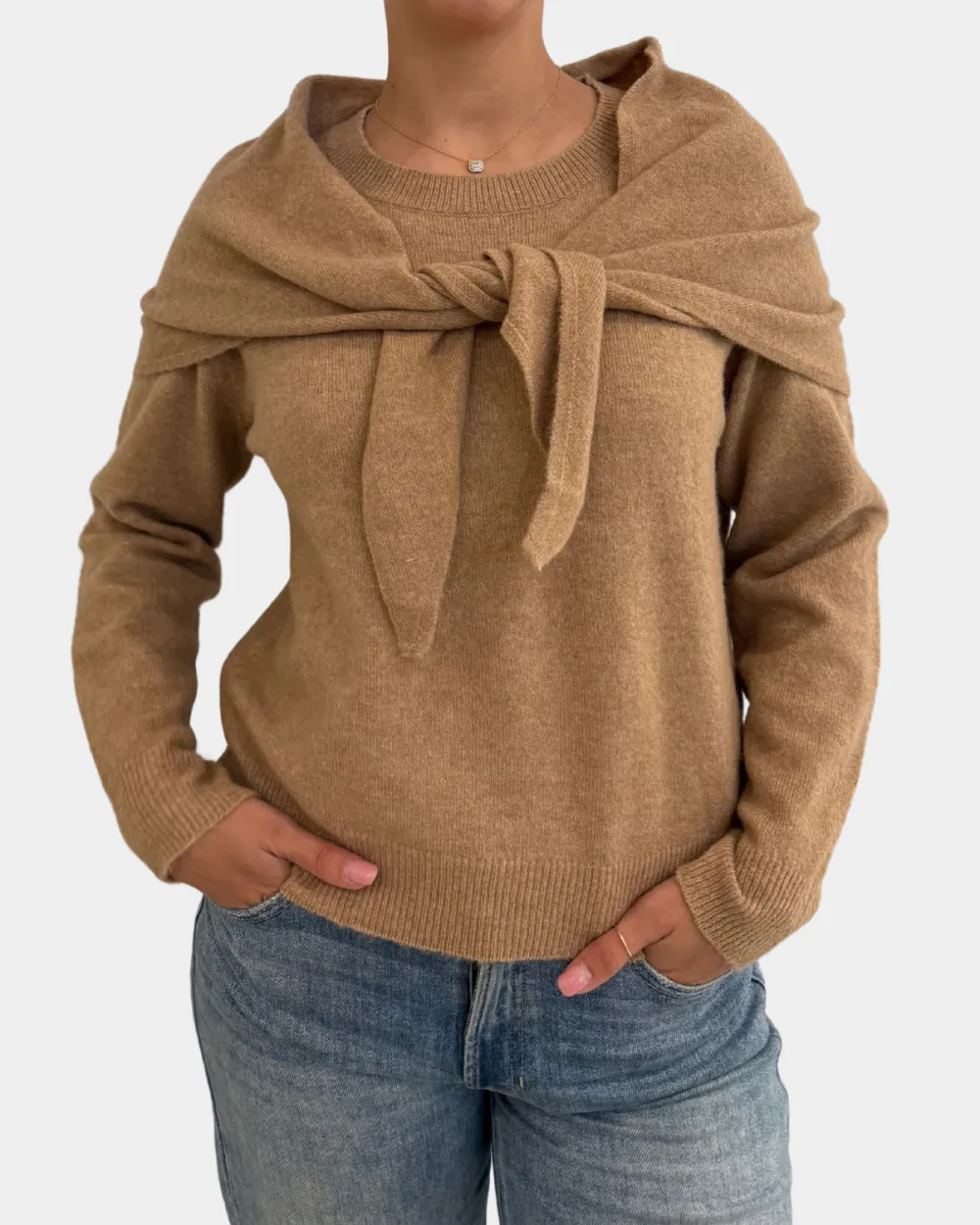 Tie At Neck Sweater