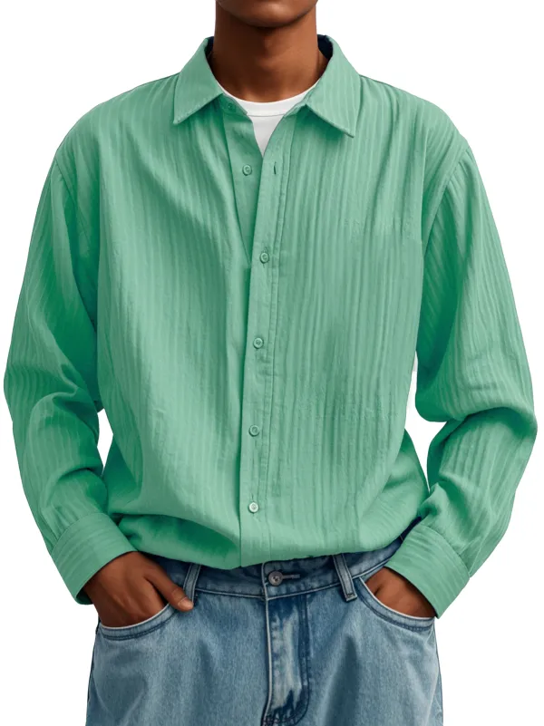 Long Sleeve Pleated Front Shirt
