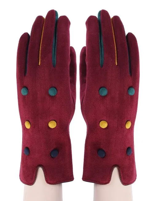 Open Edge Button Detail Gloves