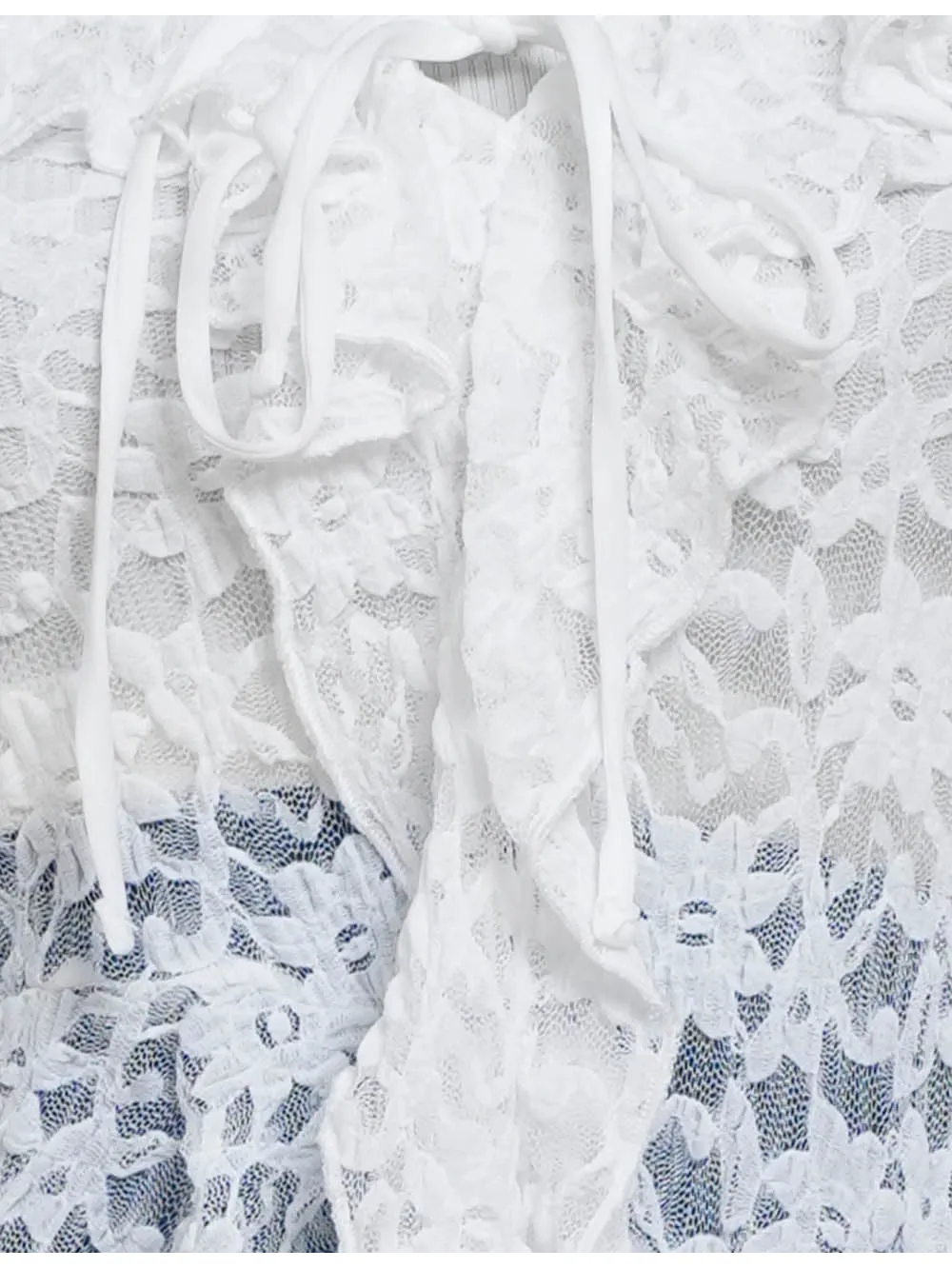 Boho Lace Ruffle Irregular Hem Front Tank Top
