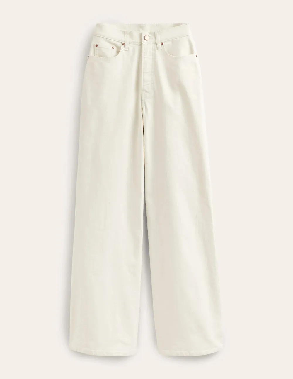 High Rise Wide Leg Jeans -Ecru