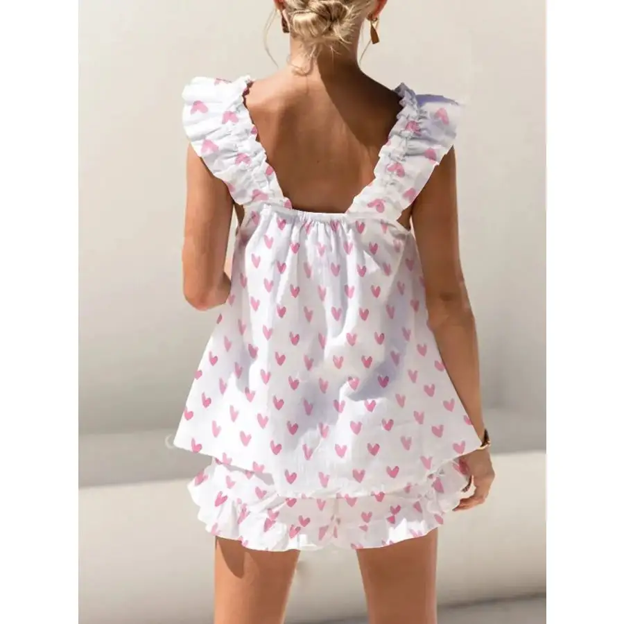 Ruffled Striped Tank and Shorts Set