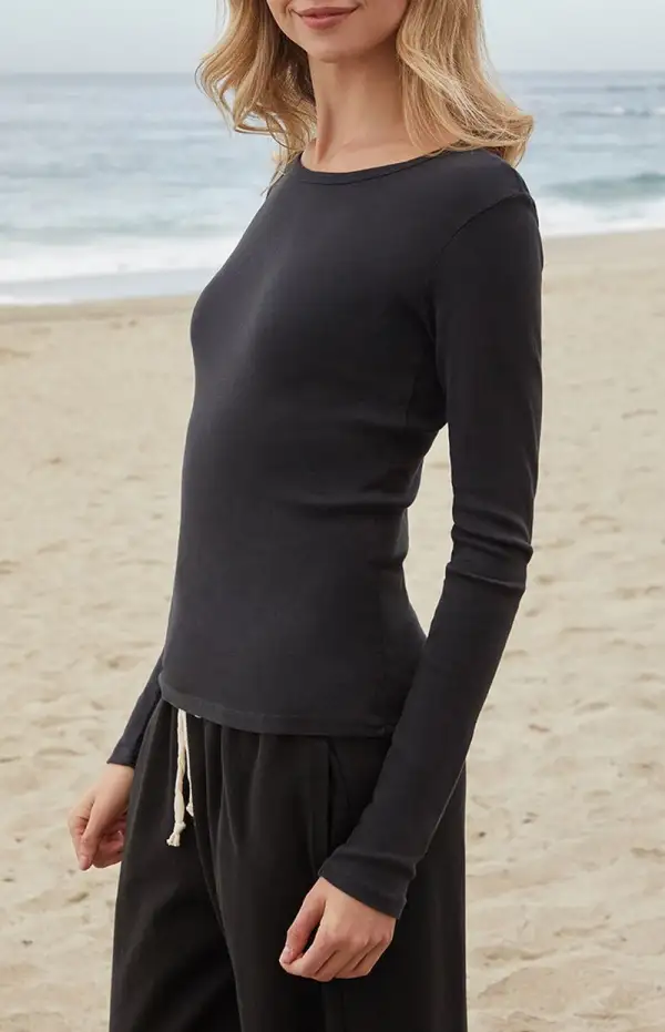 John Galt Black Leah Long Sleeve Top