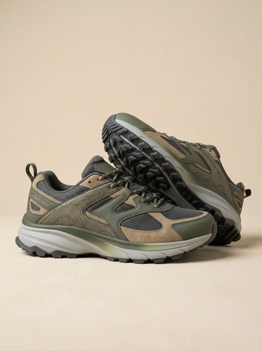 Trail-Inspired Detail Hiking-Inspired Topographic Casual Sneakers