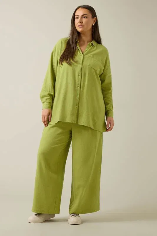 Chartreuse Green Long Sleeve Premium Linen Shirt